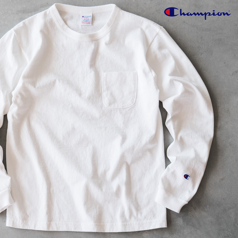 チャンピオン T1011 ポケット付き ロングスリーブ Tシャツ C5-P401 